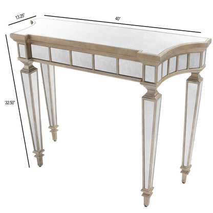 Garbo Mirrored Console Table, Silver