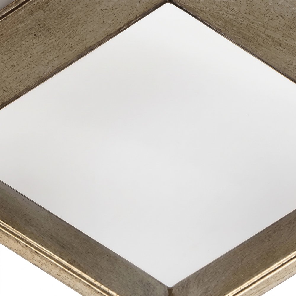 Starlight Canyon Home Mirrored Vanity Stool with Distressed Finish, Cream