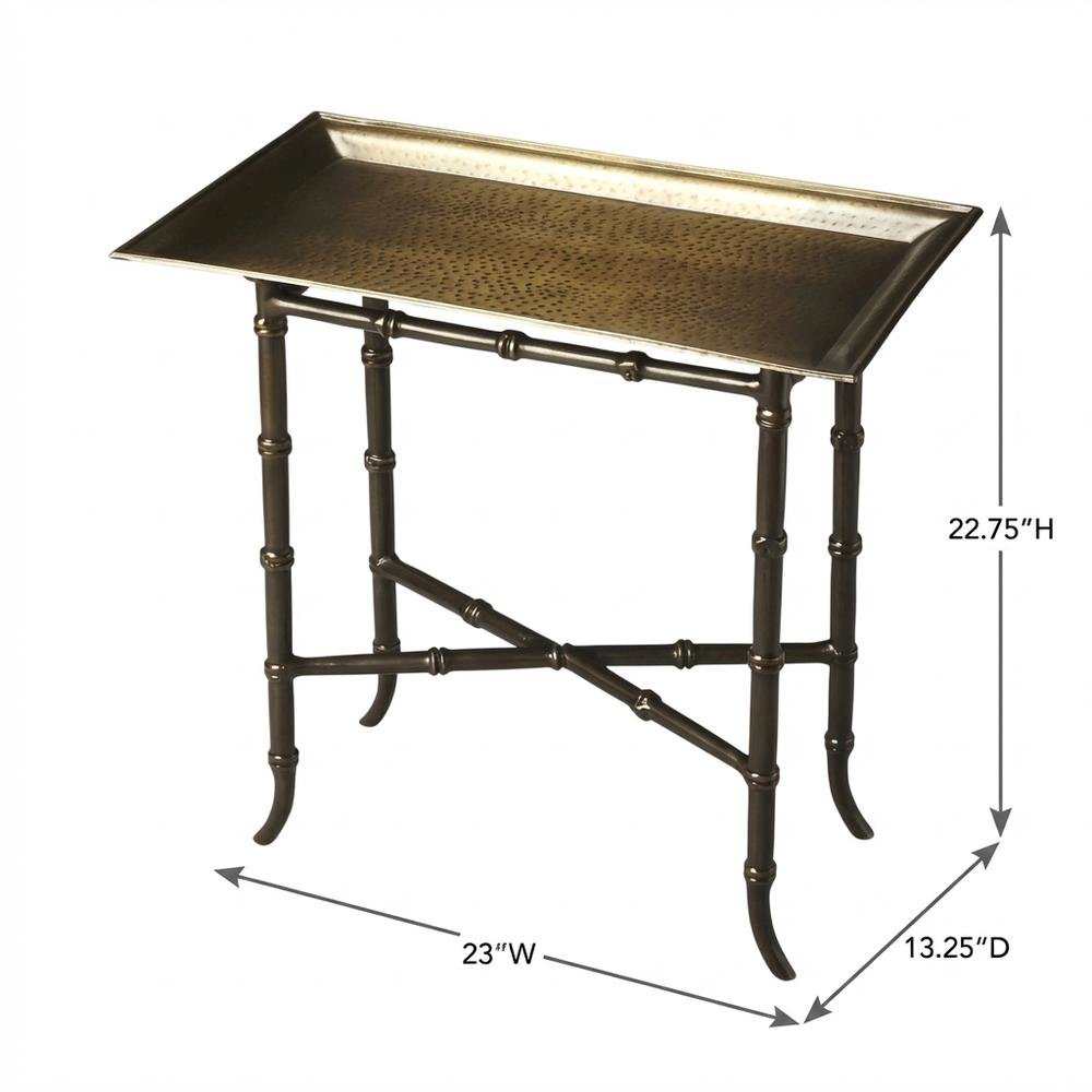 Distressed Tray Table, Transitional Metal Side Table for the Living Room, Brown