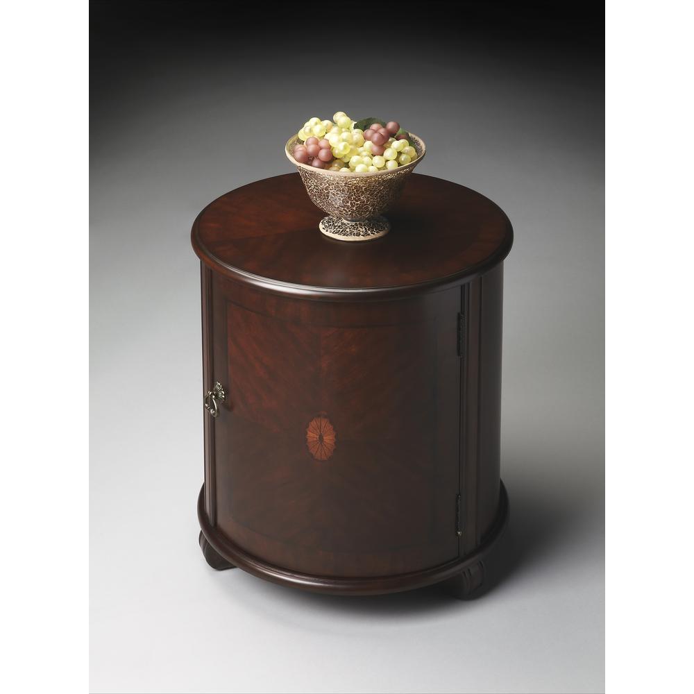 Lawrie 20"W  Drum Side Table, Dark Brown