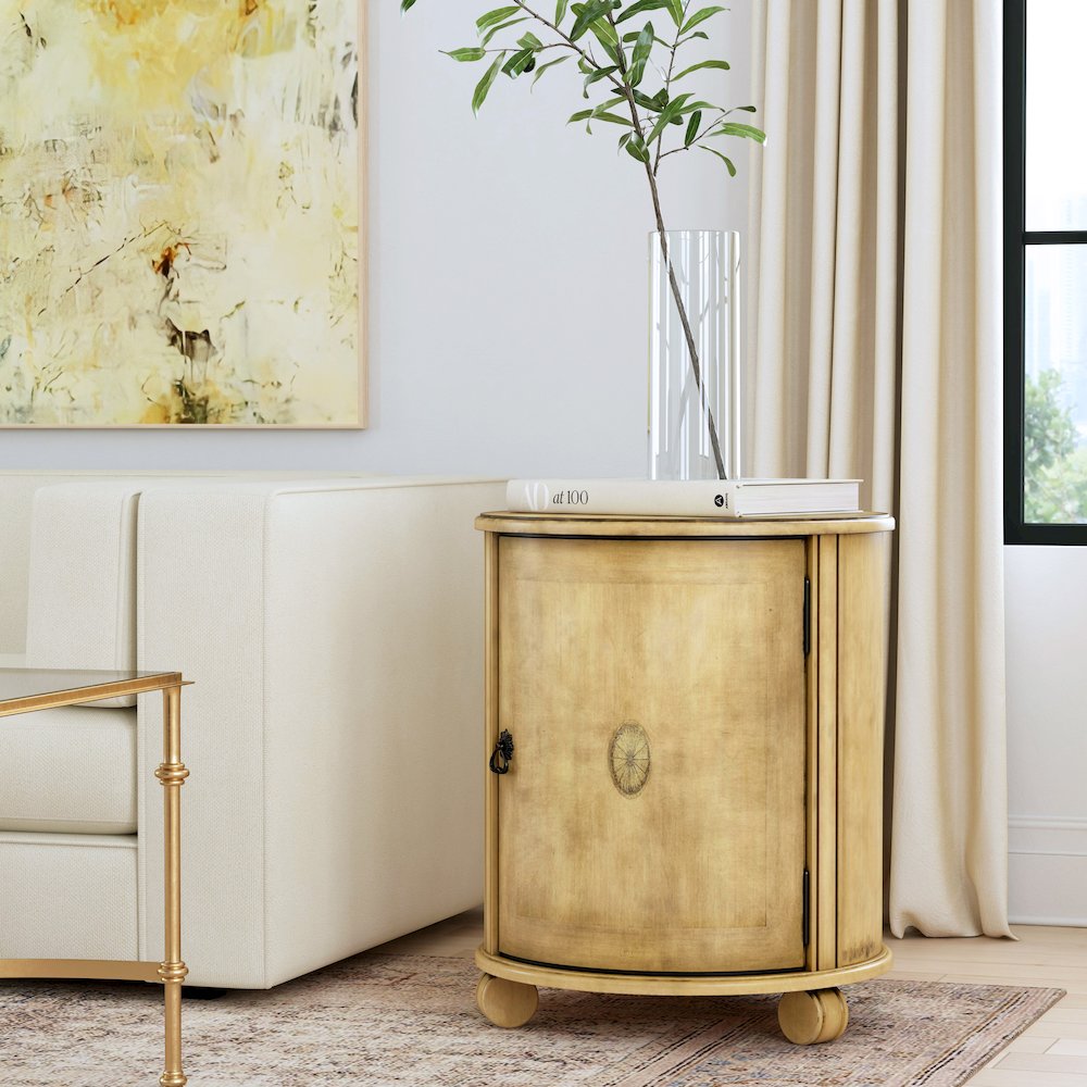 Lawrie 20"W  Drum Side Table, Beige