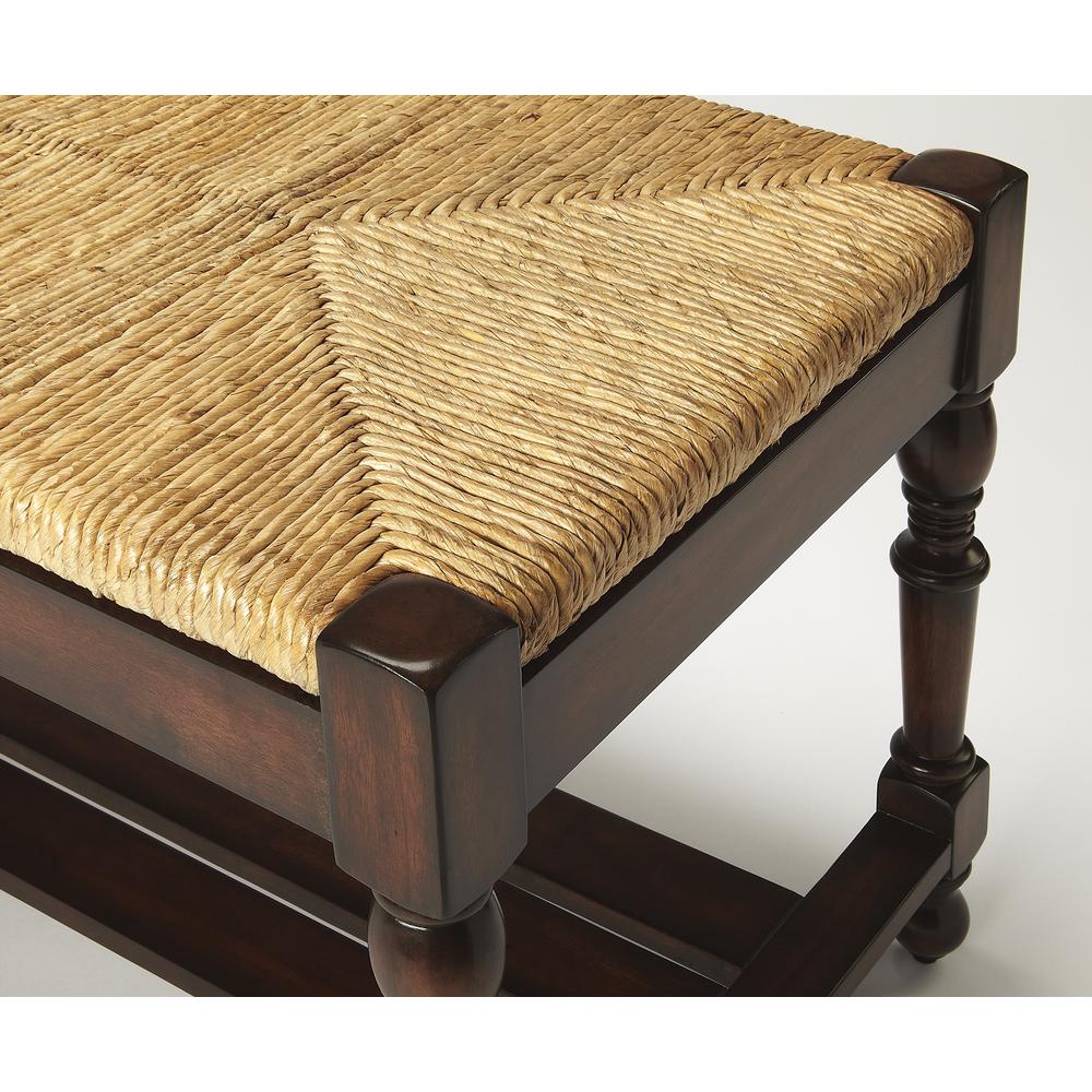 Ravello Woven Wicker 48"W Bench, Dark Brown