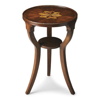 Dalton Round  15.75"W Side Table, Dark Brown