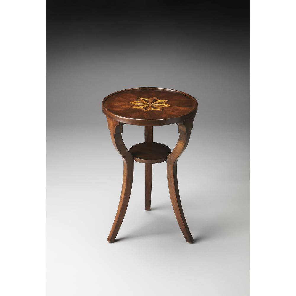 Dalton Round  15.75"W Side Table, Dark Brown