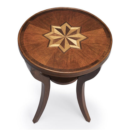 Dalton Round  15.75"W Side Table, Medium Brown