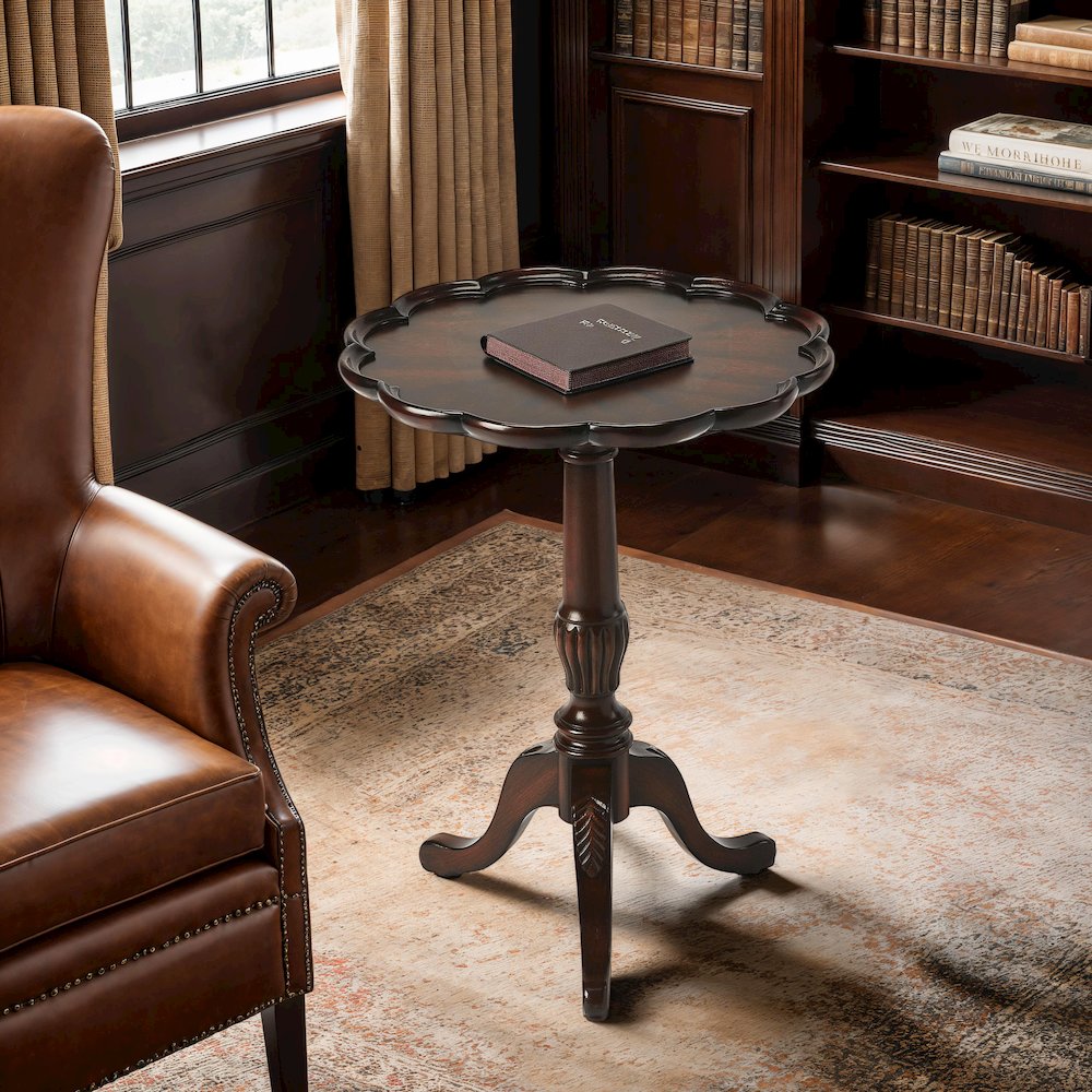 Dansby Pedestal Side Table, Dark Brown