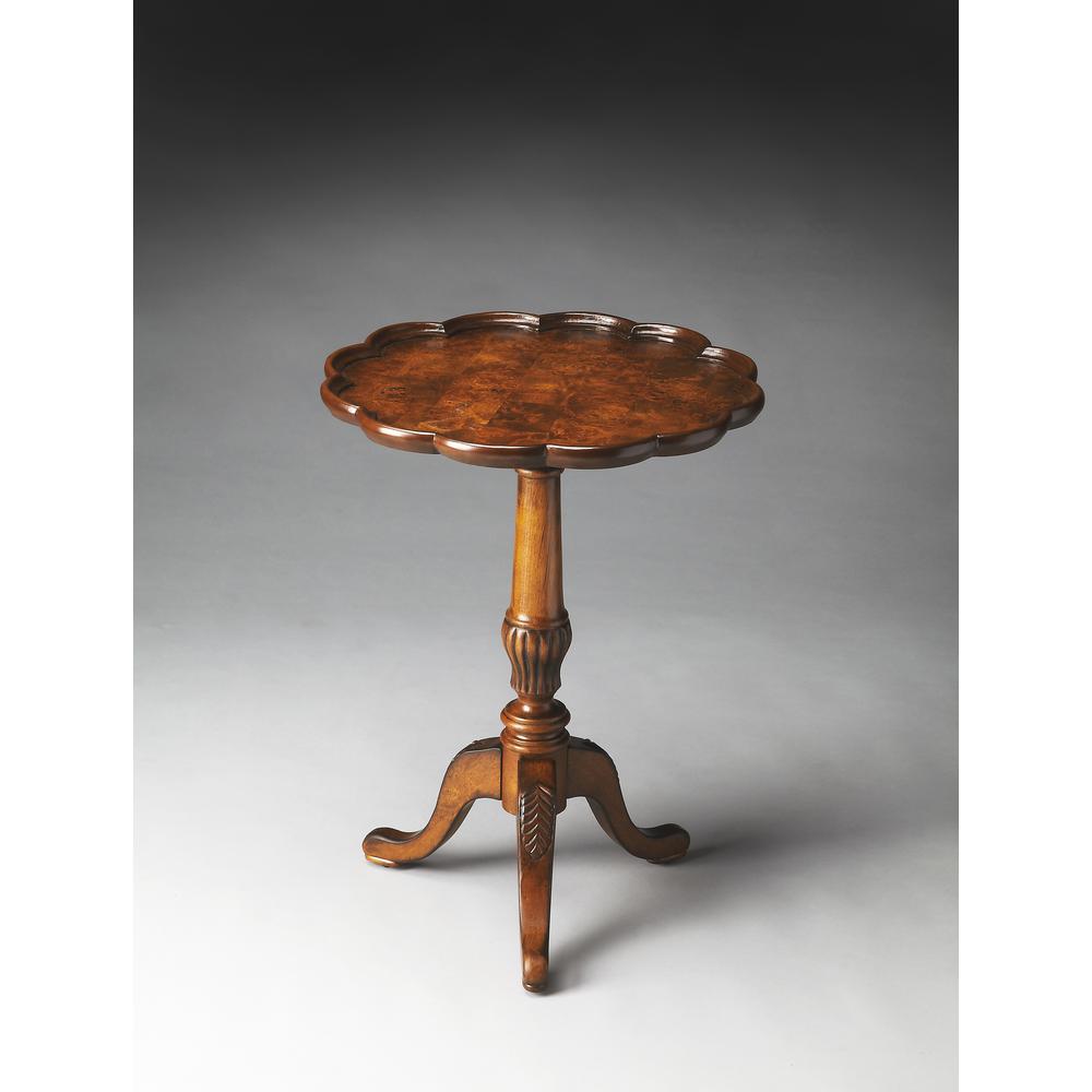 Dansby Pedestal Side Table, Medium Brown