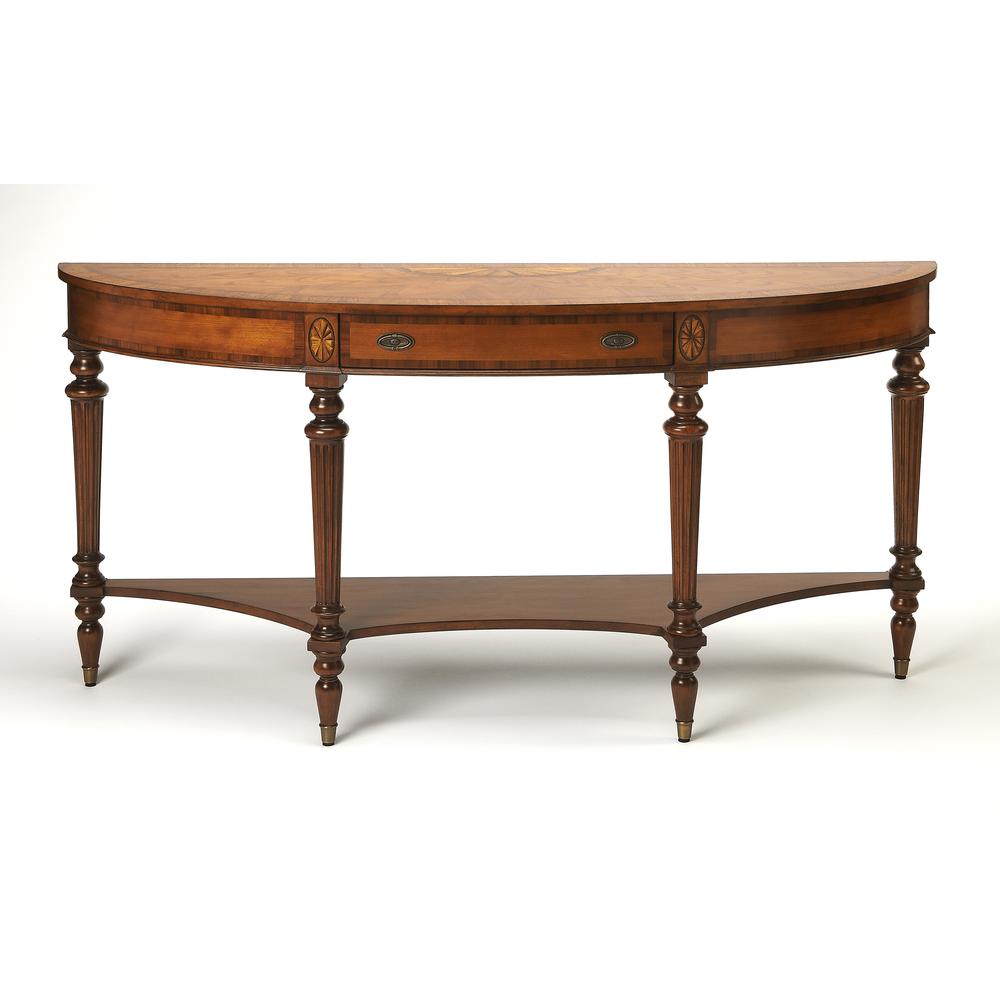 Latham Demilune Console Table, Medium Brown