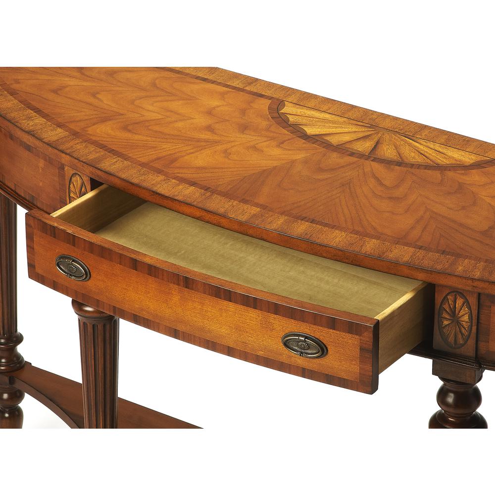 Latham Demilune Console Table, Medium Brown