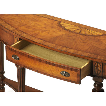 Latham Demilune Console Table, Medium Brown