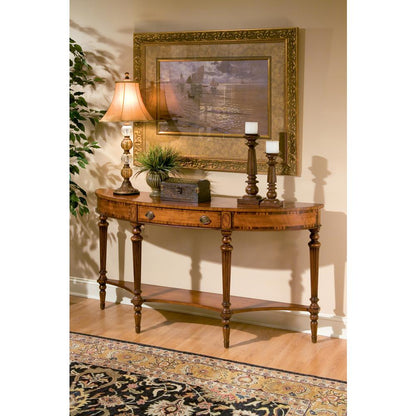 Latham Demilune Console Table, Medium Brown