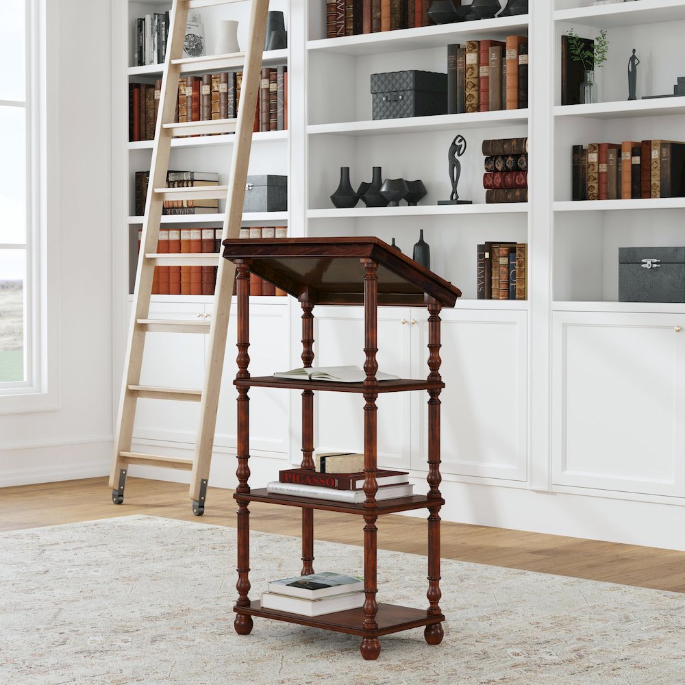 Alden 4-Tier Library Stand, Medium Brown