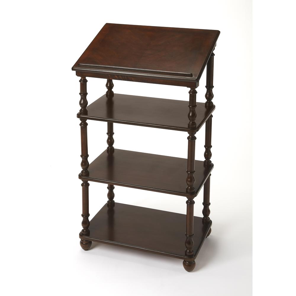 Alden Library 4-Tier Stand, Dark Brown