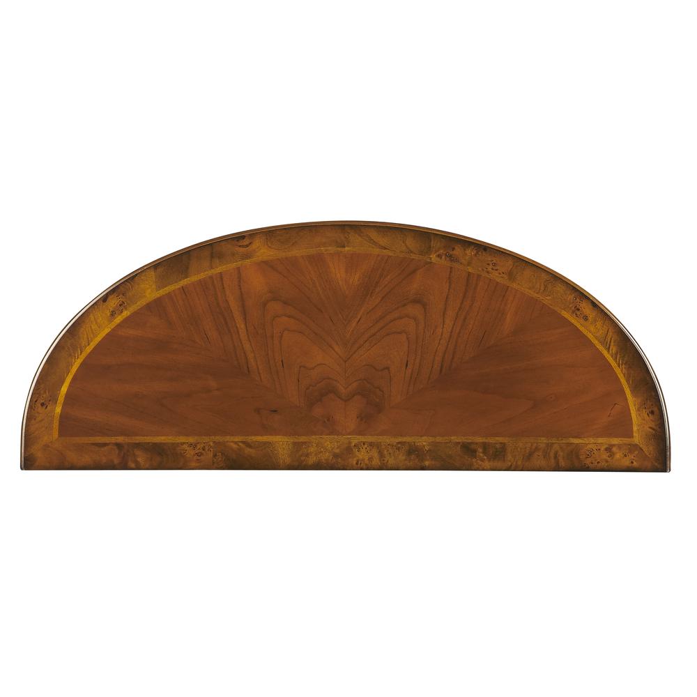 Medium Brown Half Moon Console Table for Living Room and Entryway