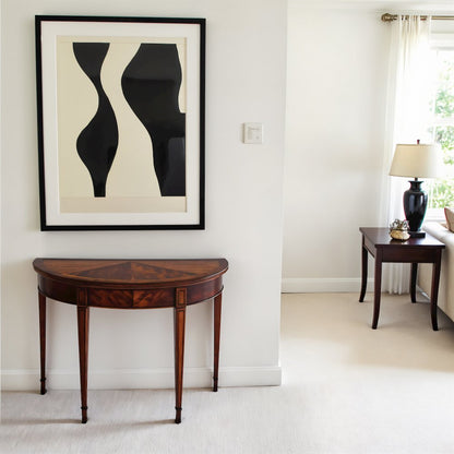 Medium Brown Half Moon Console Table for Living Room and Entryway