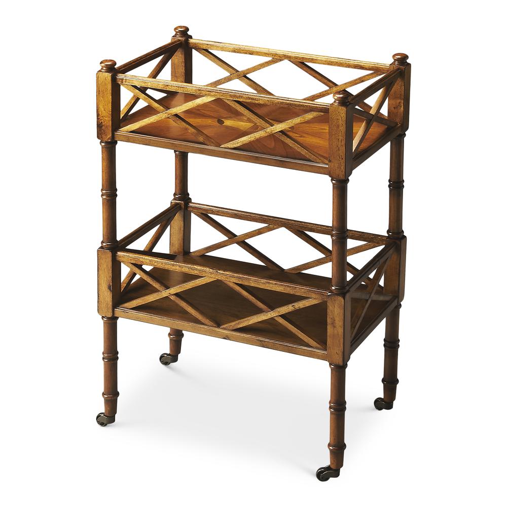 Foster 2 Tier Bar Cart, Medium Brown