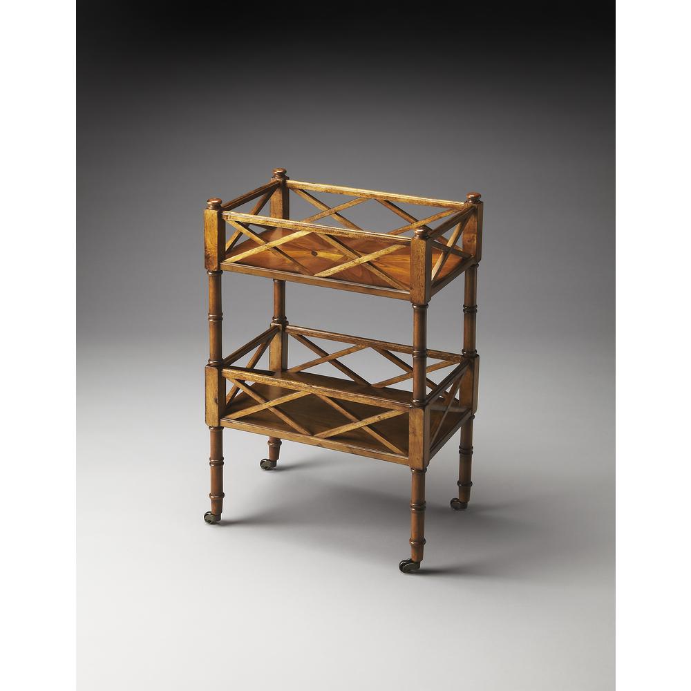 Foster 2 Tier Bar Cart, Medium Brown