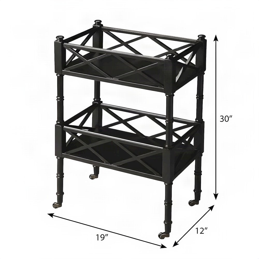 Starlight Canyon Home Small Bar Cart with 2-Tier Shelves and Casters, Black