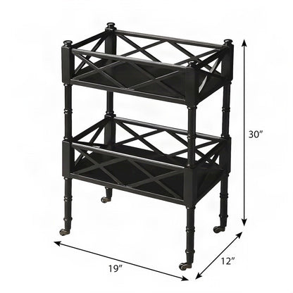 Starlight Canyon Home Small Bar Cart with 2-Tier Shelves and Casters, Black