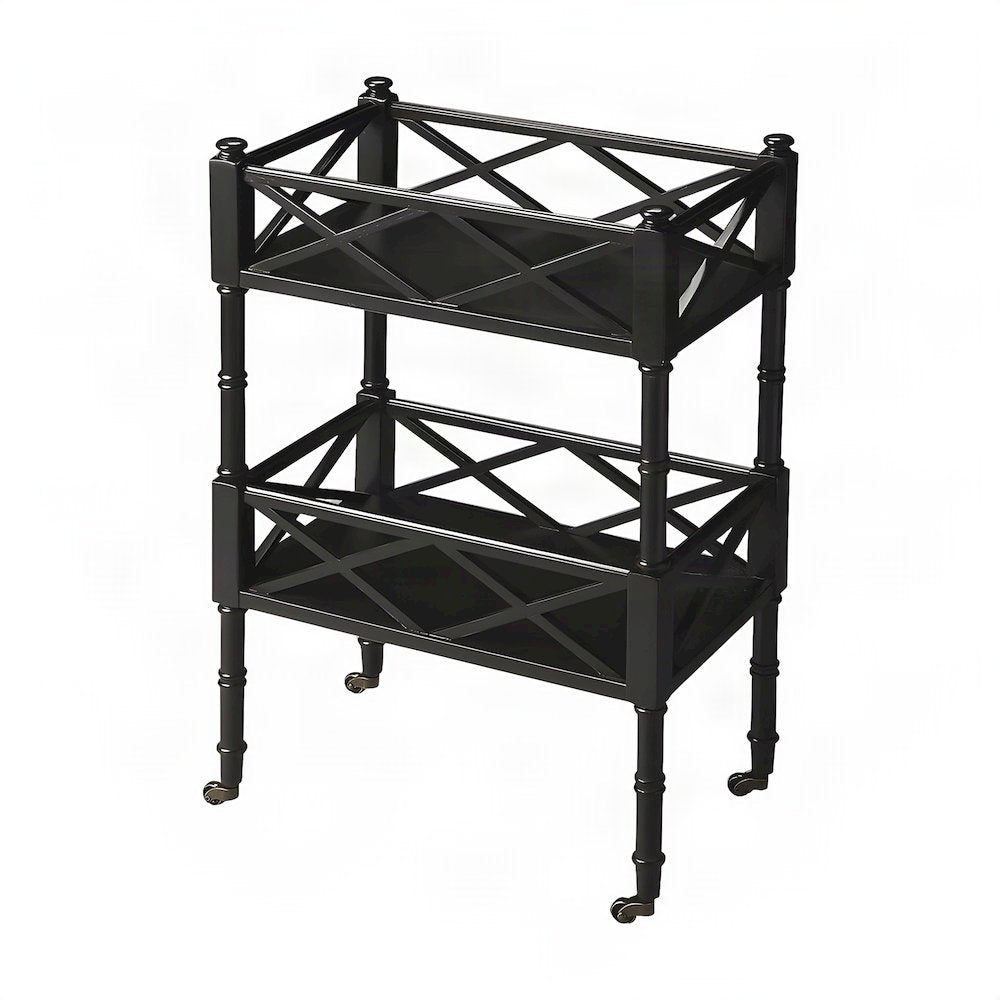 Starlight Canyon Home Small Bar Cart with 2-Tier Shelves and Casters, Black