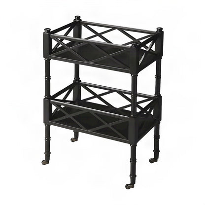 Starlight Canyon Home Small Bar Cart with 2-Tier Shelves and Casters, Black