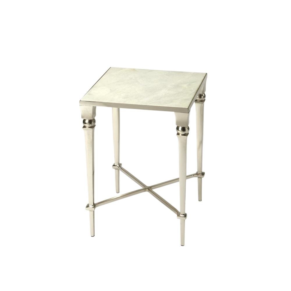 Square End Table with Marble Top, Modern Accent Side Table for Living Room