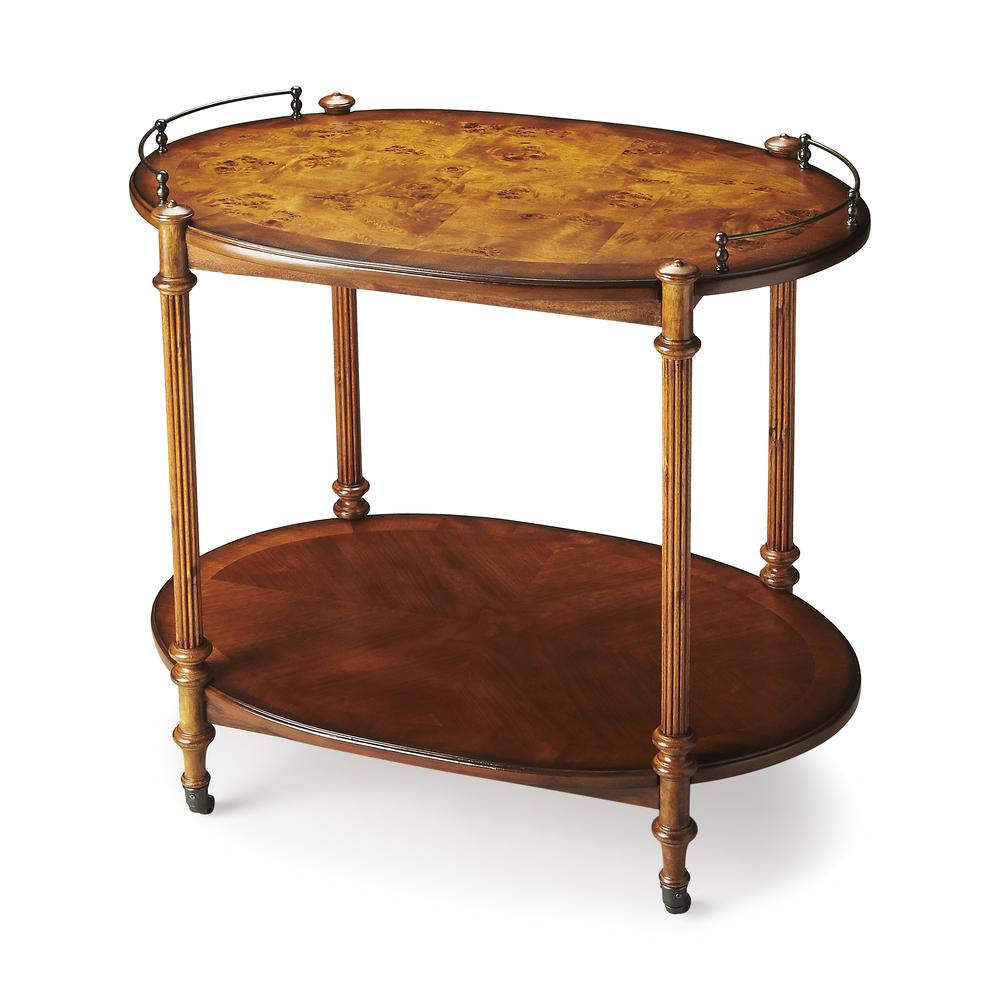 Kathleen 2 Tier Bar Cart, Medium Brown