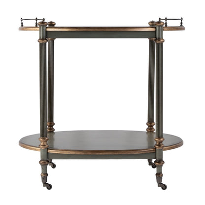 31 in. W Rectangular Wood 2 Tier Bar/Serving Cart on Casters, Pastel Green