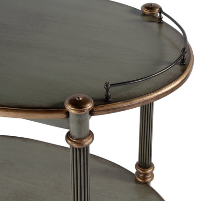 31 in. W Rectangular Wood 2 Tier Bar/Serving Cart on Casters, Pastel Green