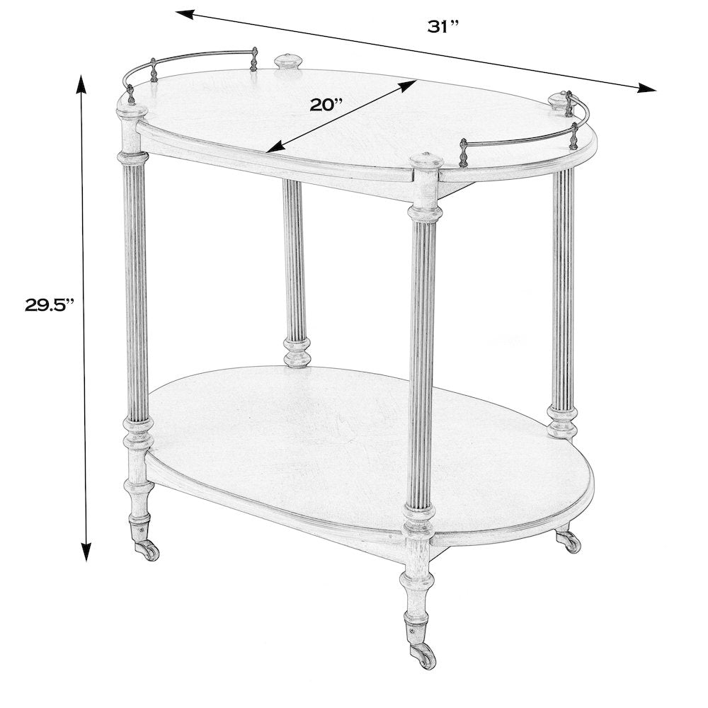 31 in. W Rectangular Wood 2 Tier Bar/Serving Cart on Casters, Pastel Green