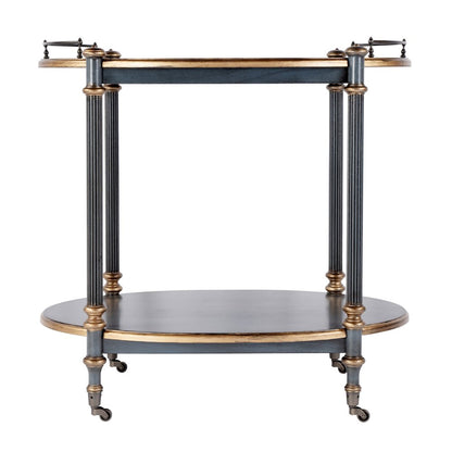 31 in. W Rectangular Wood 2 Tier Bar/Serving Cart on Casters, Pastel Blue