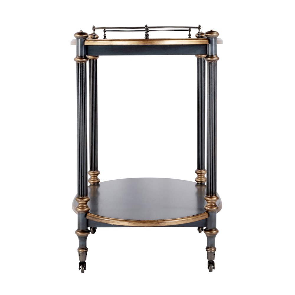 31 in. W Rectangular Wood 2 Tier Bar/Serving Cart on Casters, Pastel Blue