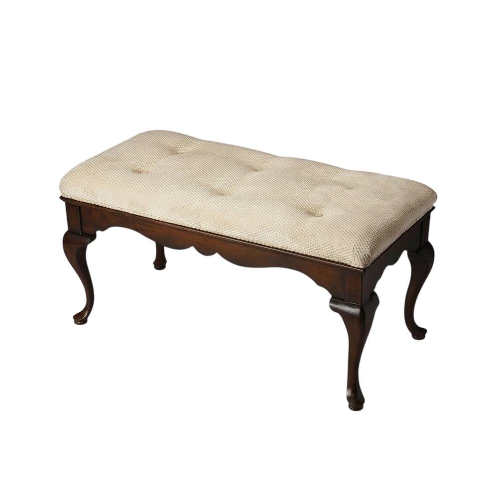 Traditional Upholstered Bench with Wood Frame, Accent Seat for Entryway