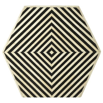 Geometric Square Side Table, Modern Bone Inlay Accent Table for Living Room