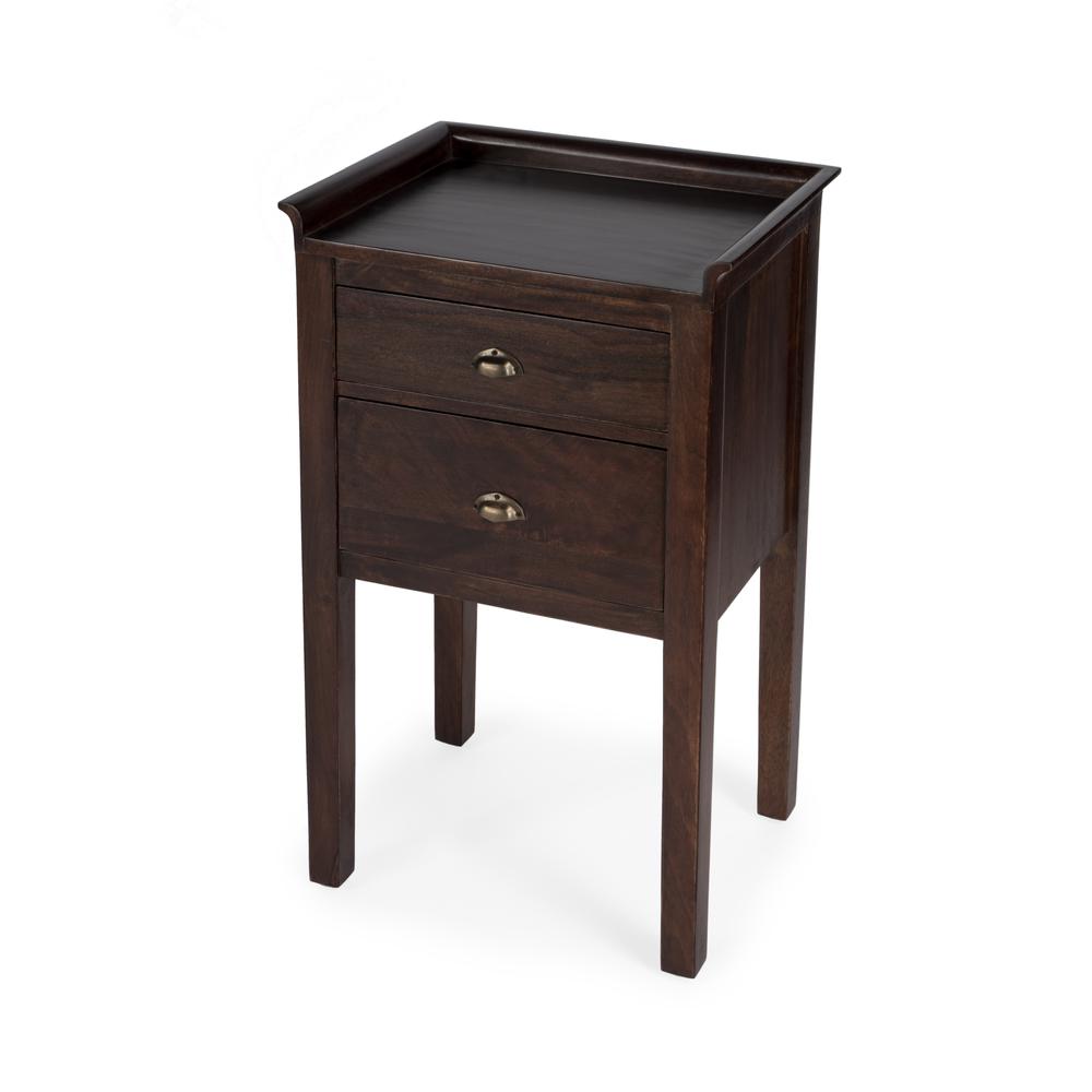 Gabriel Solid Wood Side Table, Dark Brown