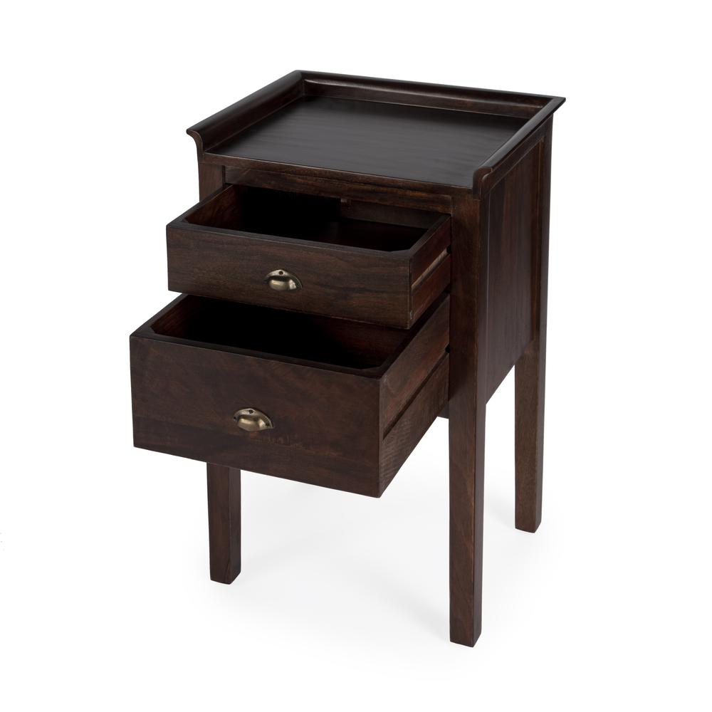 Gabriel Solid Wood Side Table, Dark Brown