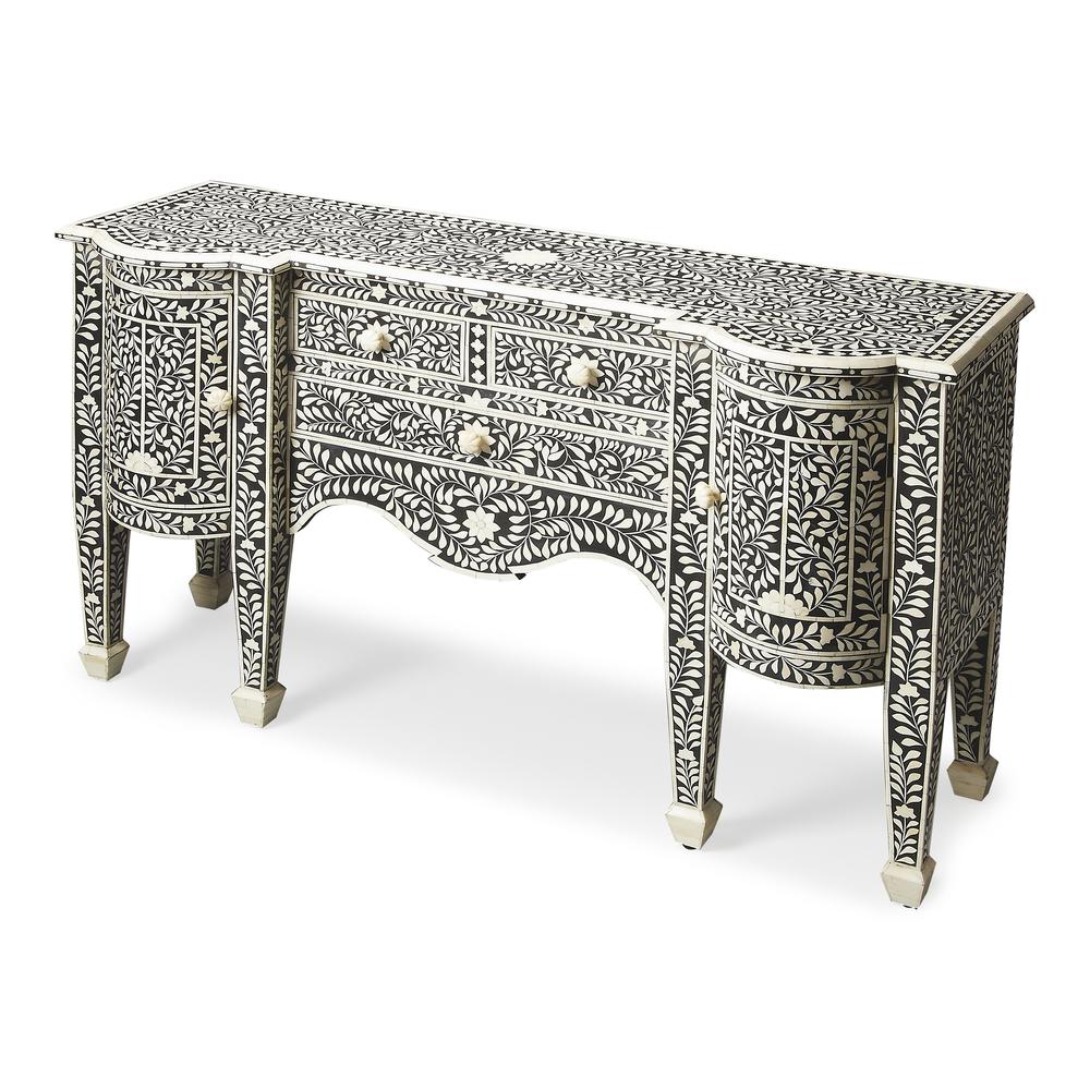 Vivienne Bone Inlay 57.25"W Buffet, Black