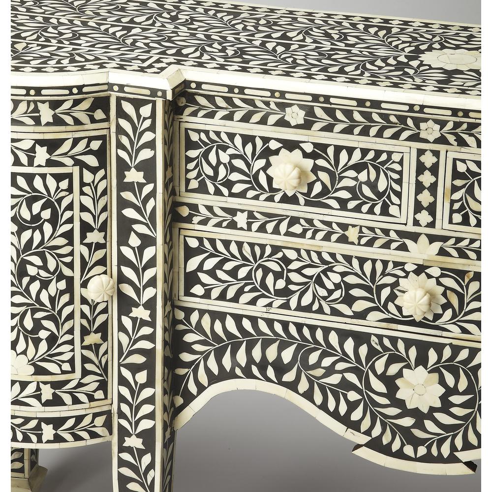 Vivienne Bone Inlay 57.25"W Buffet, Black