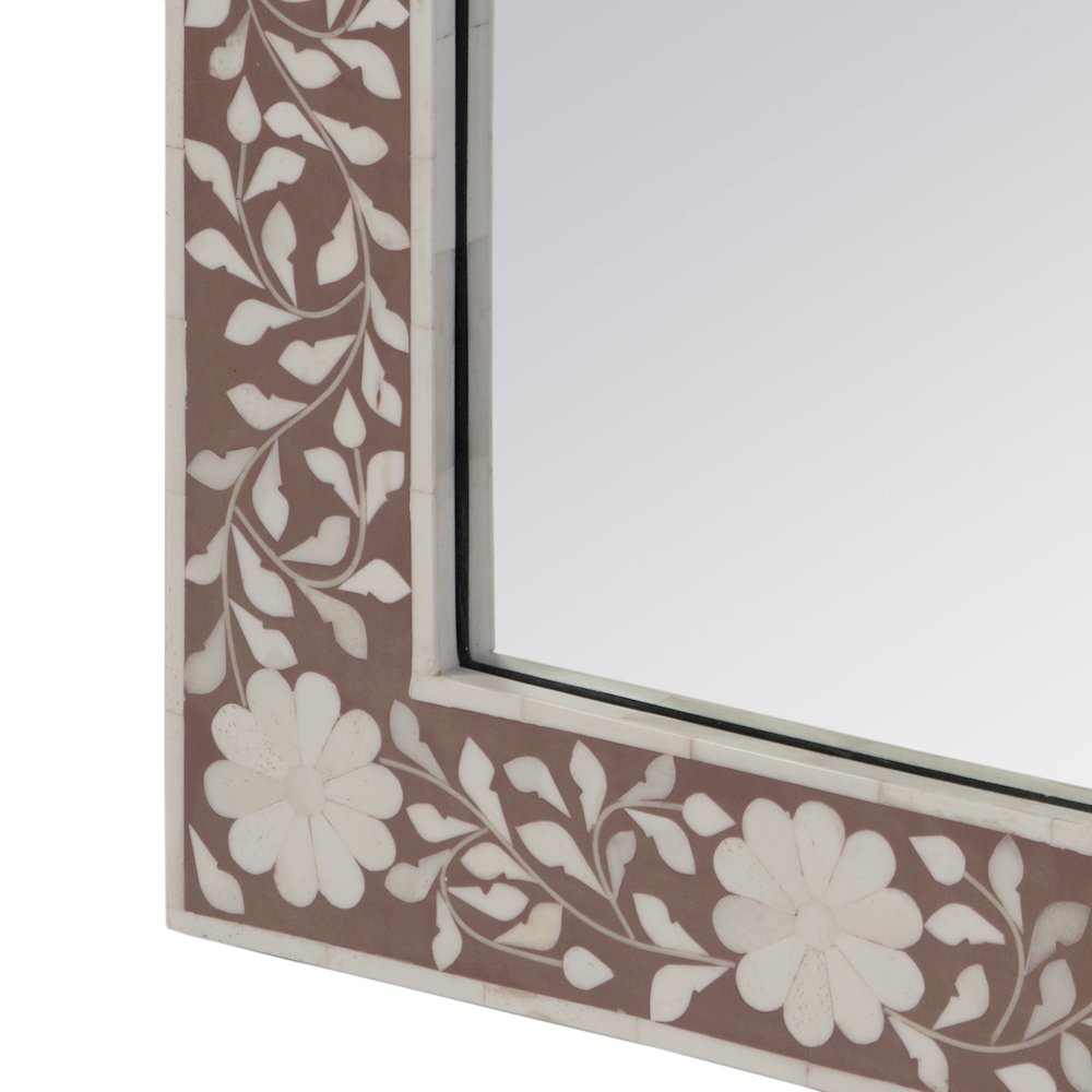 16 in. W x 24 in. H Rectangular Hanging Accent Wall Mirror, Pink, Beige