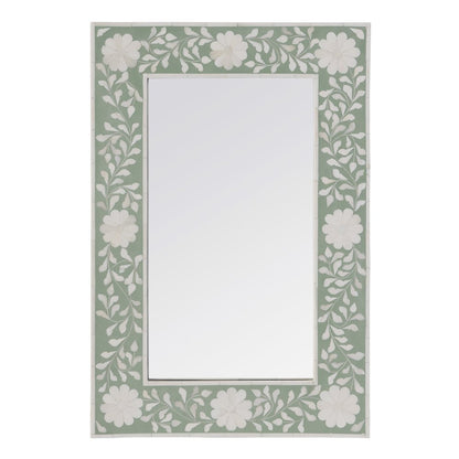 16 in. W x 24 in. H Rectangular Hanging Accent Wall Mirror, Green, White