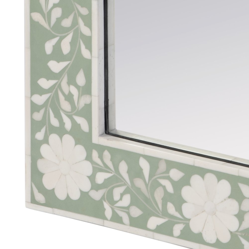 16 in. W x 24 in. H Rectangular Hanging Accent Wall Mirror, Green, White