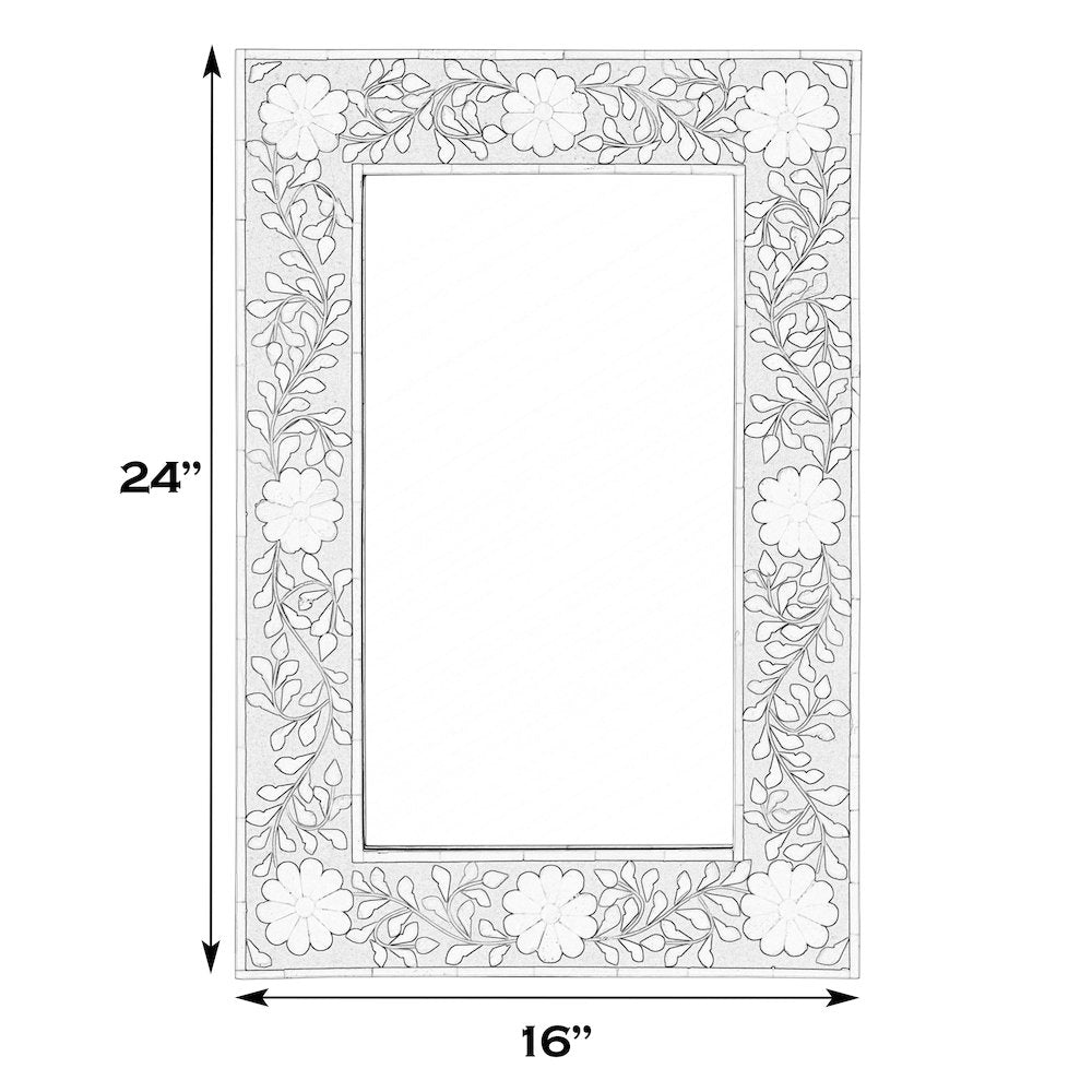 16 in. W x 24 in. H Rectangular Hanging Accent Wall Mirror, Green, White