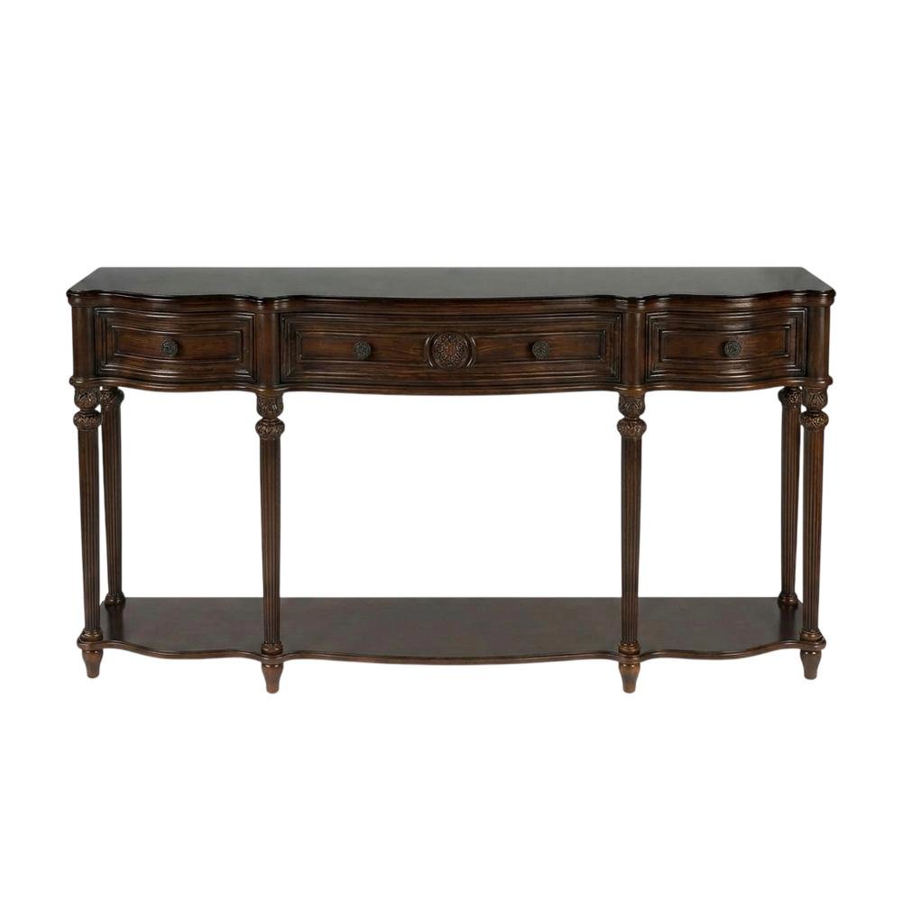 Console Sofa Table with 3 Drawers, Traditional Style for Entryway Room, Cherry