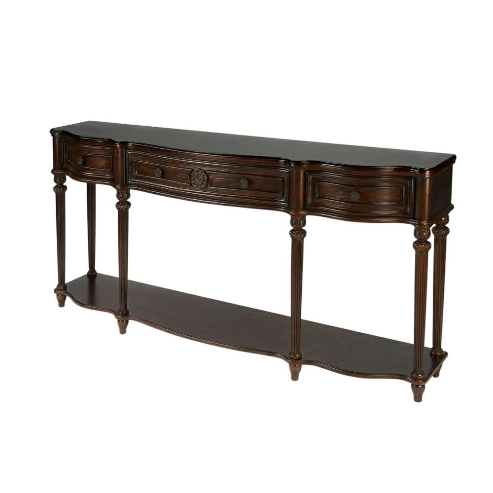 Console Sofa Table with 3 Drawers, Traditional Style for Entryway Room, Cherry