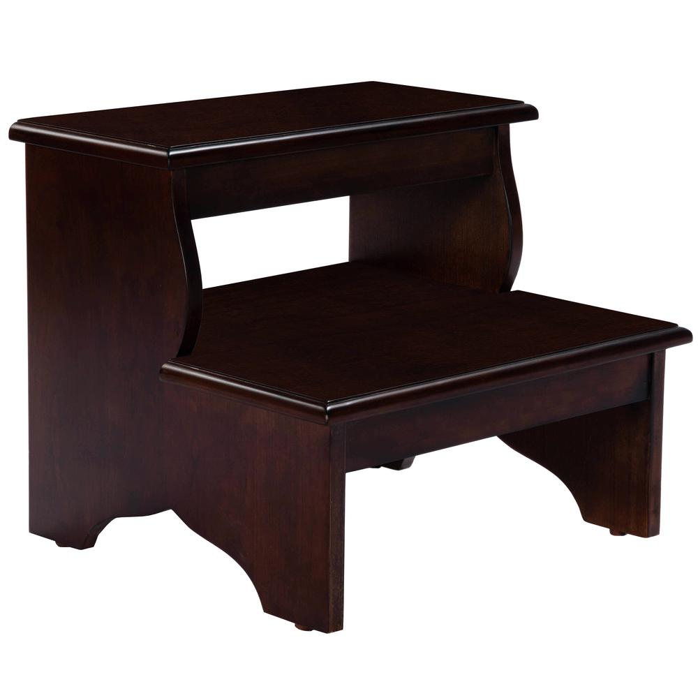 Dark Brown Wooden Step Stool for Adults and Kids with Durable Design