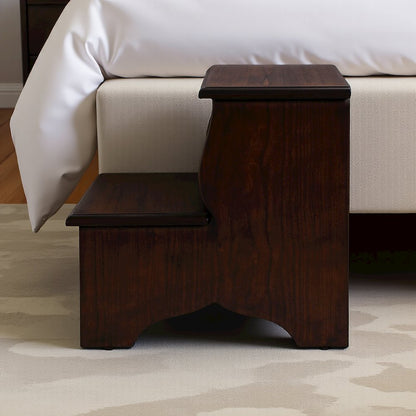 Dark Brown Wooden Step Stool for Adults and Kids with Durable Design