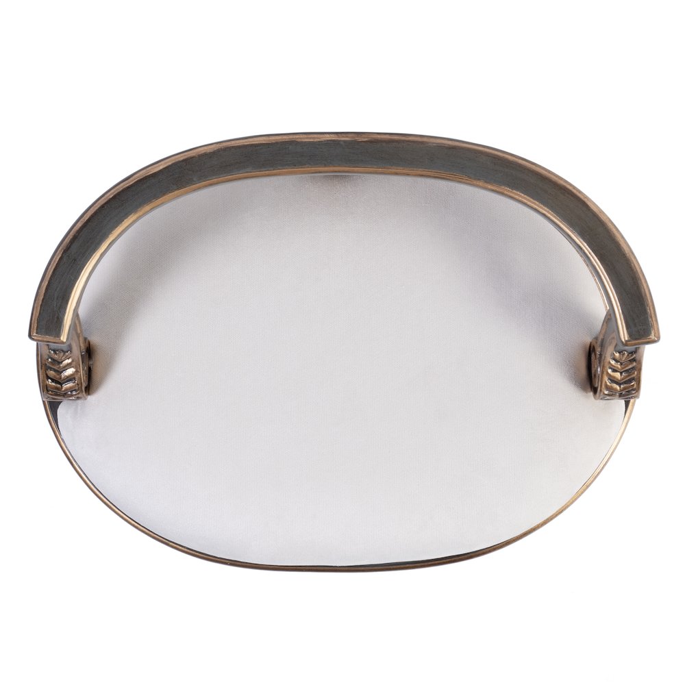 22.5 in. W Oval Upholstered and Wood Traditional Vanity Seat, Pastel Blue