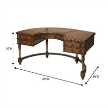 Dark Brown Office Desk With Multiple Drawers And Distressed Finish