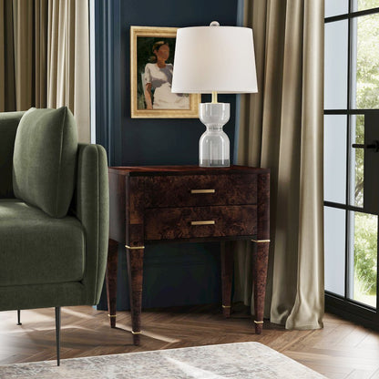 Kai 2 Drawer End Table, Dark Brown