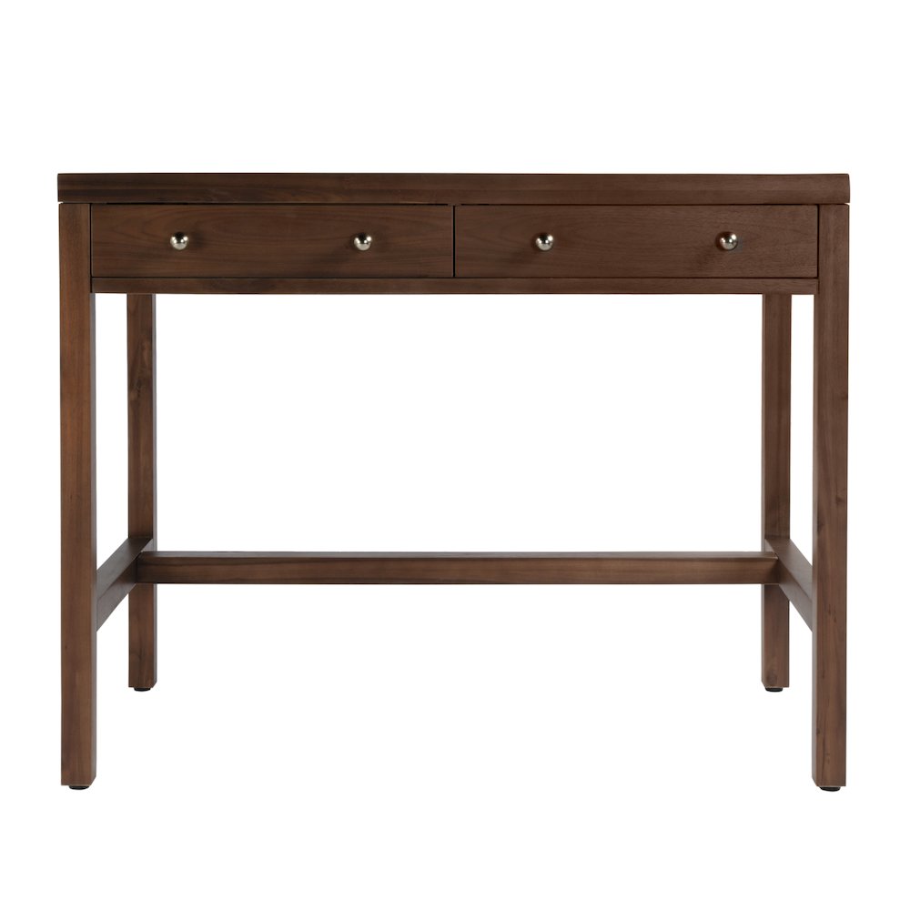 Nora 40 in. W Rectangular Wood 2 Drawer Writing Desk, Medium Brown